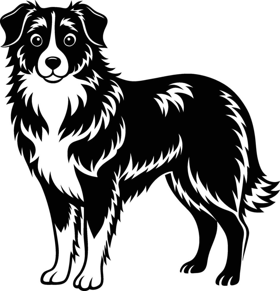 A black and white drawing of a dog vector