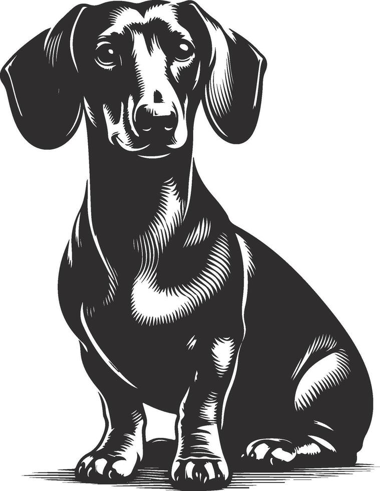 A black and white drawing of a dachshund vector