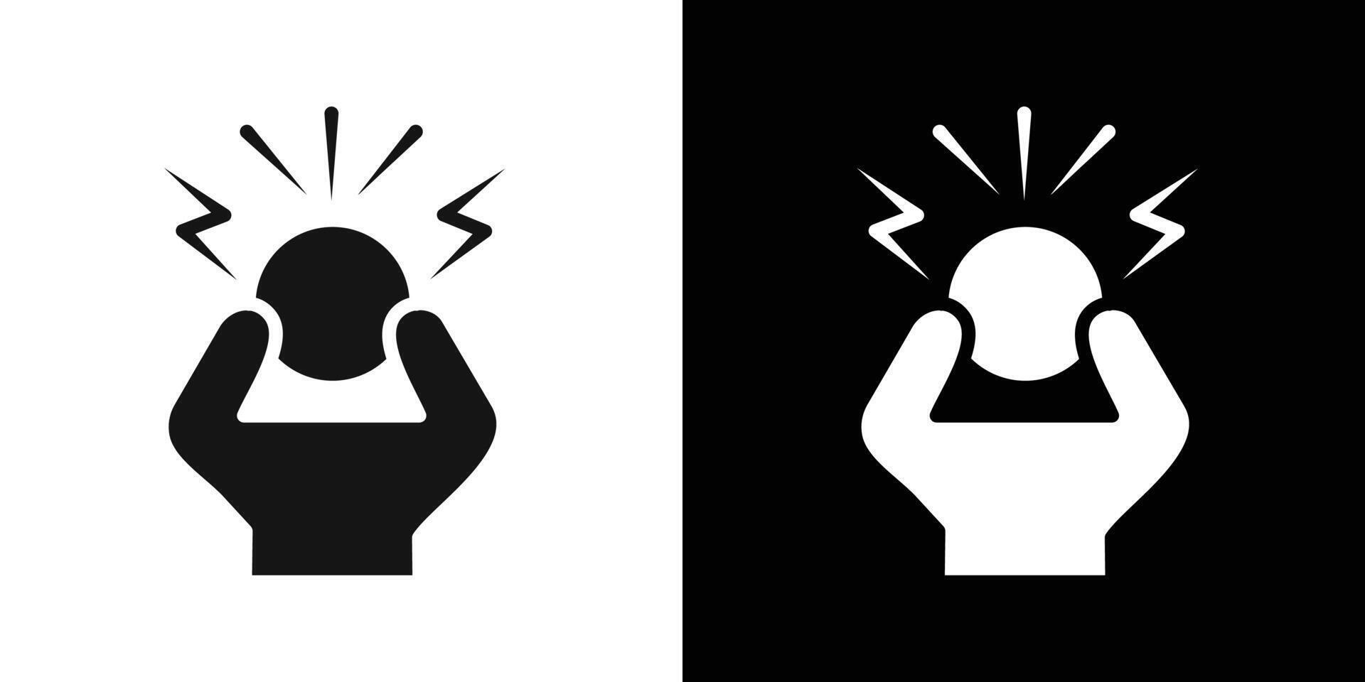 Anxiety icon Flat set outline vector