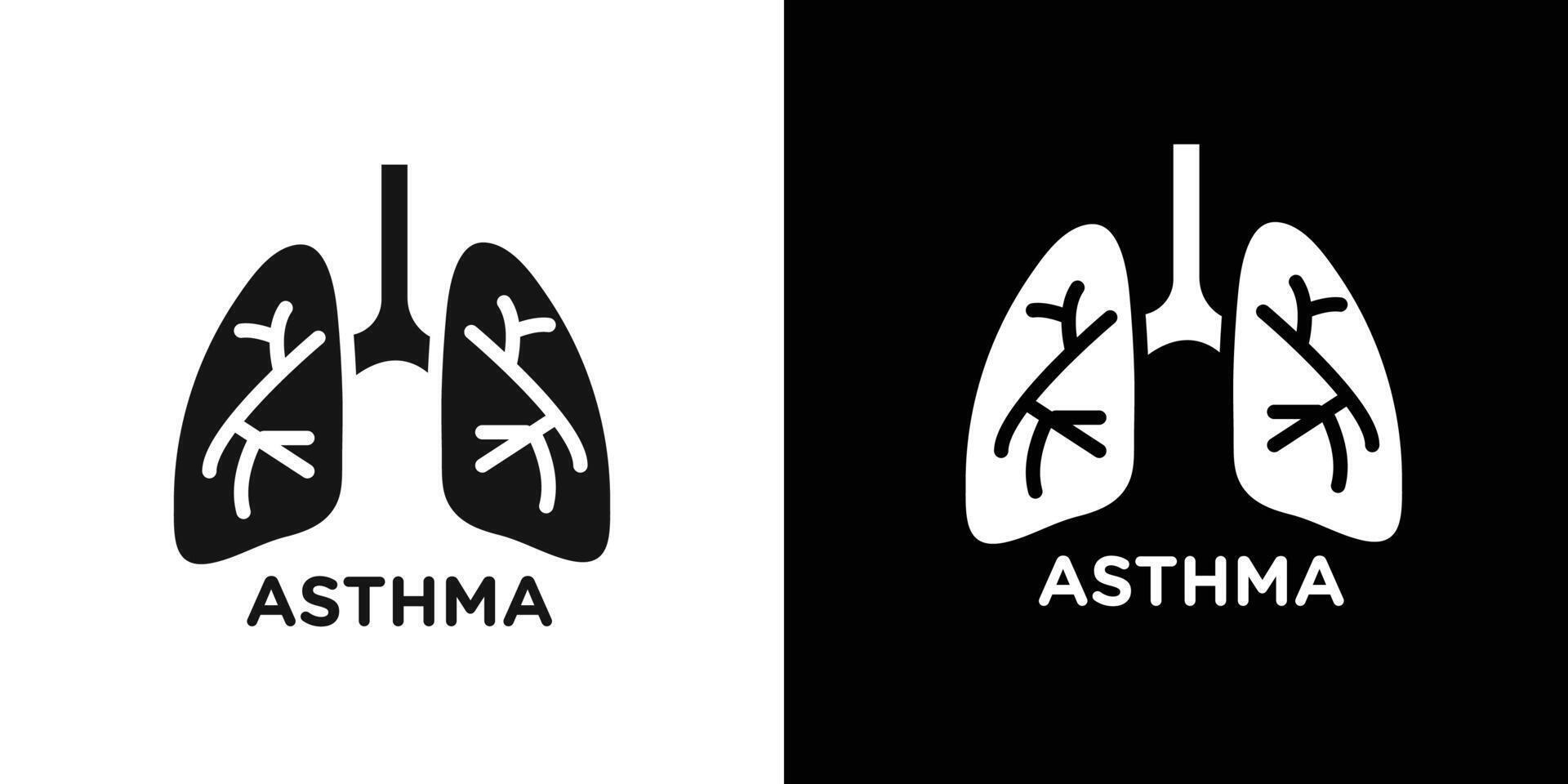 Asthma icon Flat set outline vector