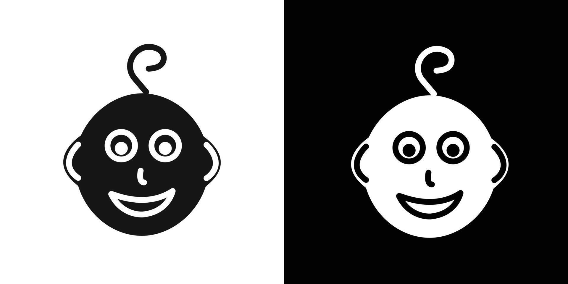 baby face icon Flat set outline vector