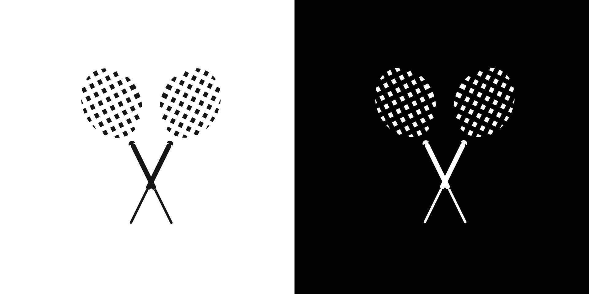 Badminton racquet icon Flat set outline vector