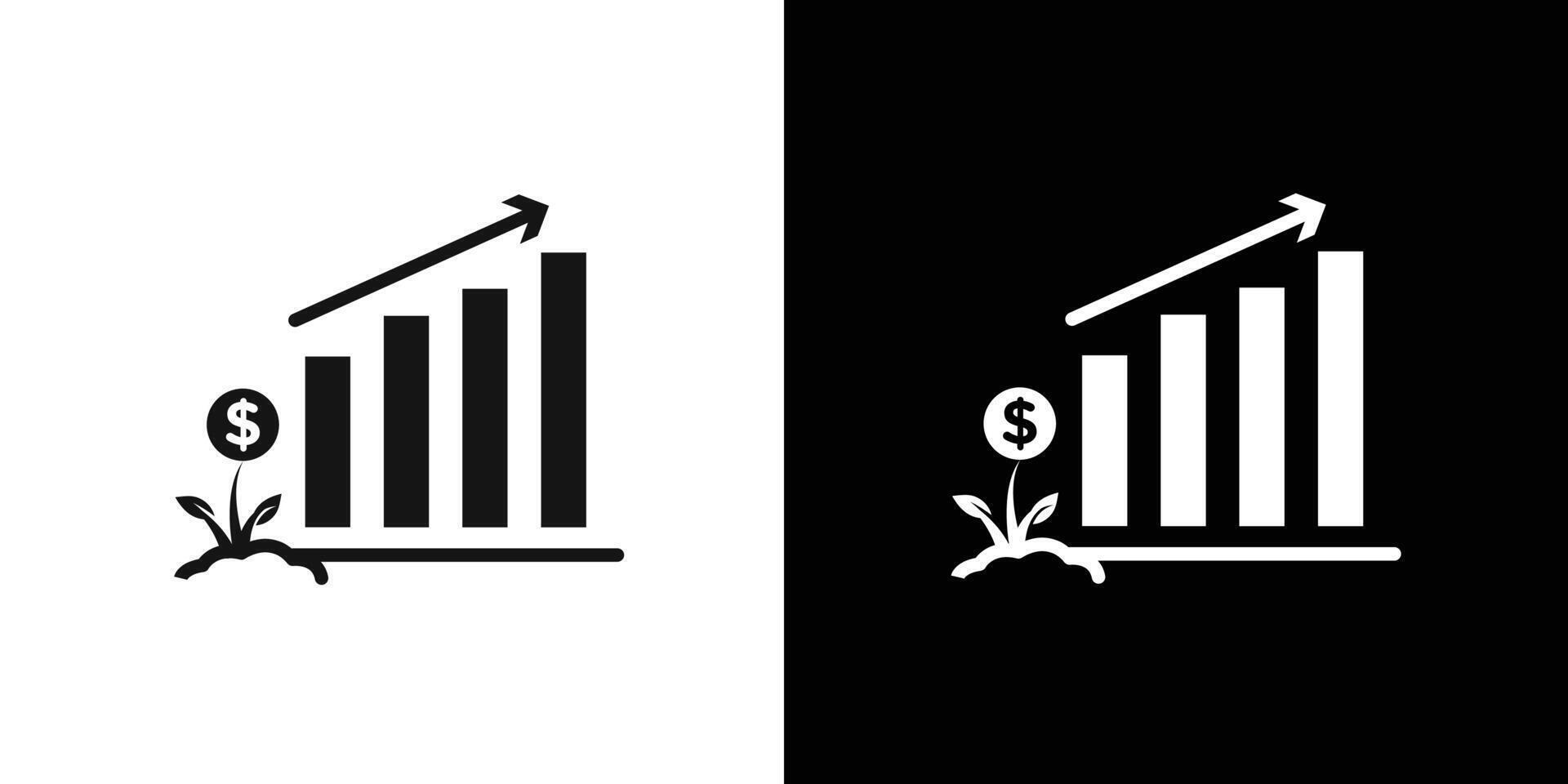 Business Investments growth Icon Flat set outline vector