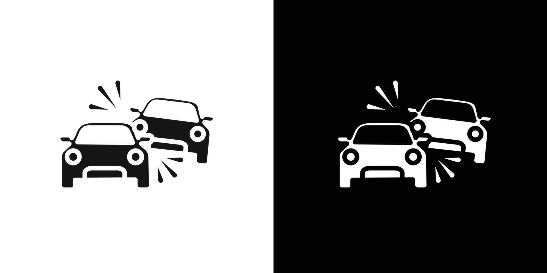 car accident icon Flat set outline vector