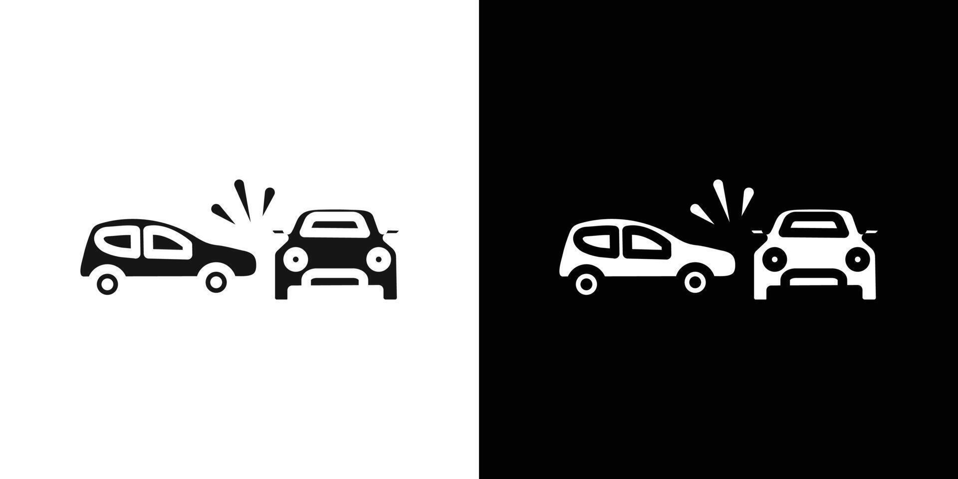 car side crash icon Flat set outline vector