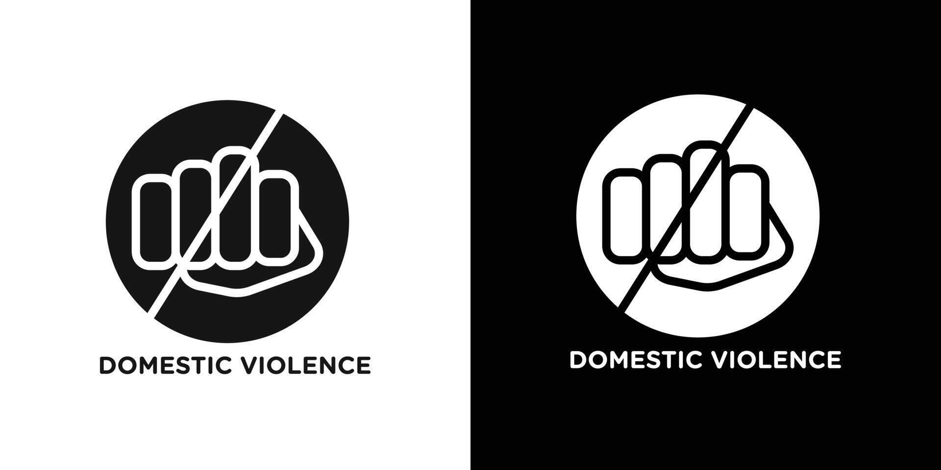 Domestic violence icon Flat set outline vector