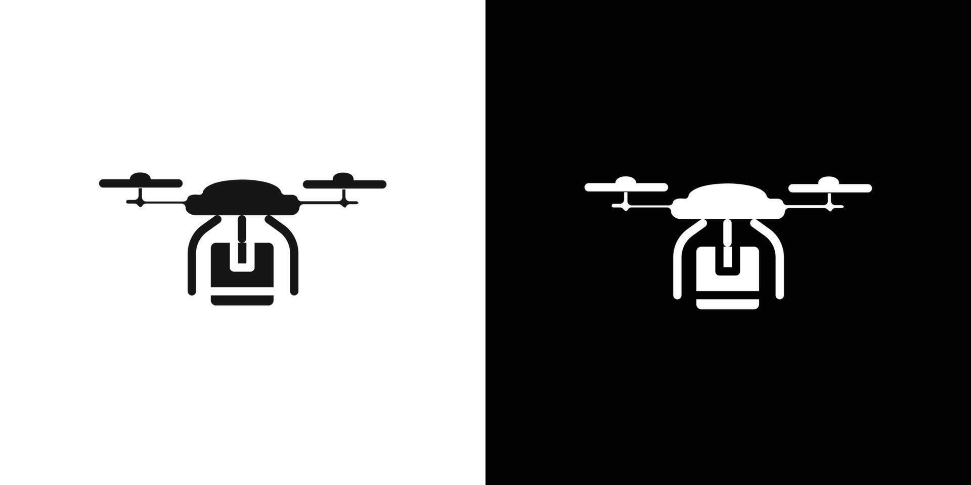 drone delivery icon Flat set outline vector