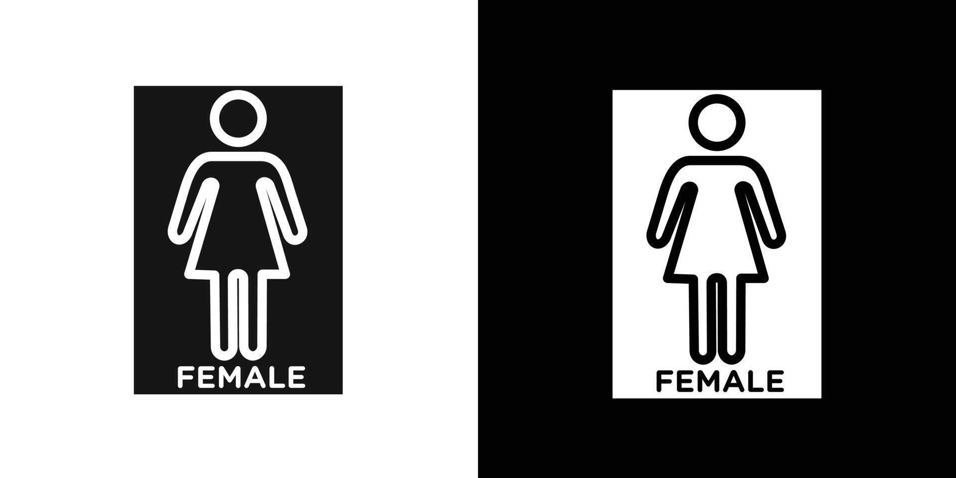 Female icon Flat set outline vector