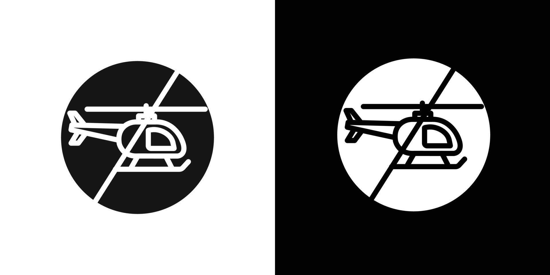 Forbidden Copter icon Flat set outline vector