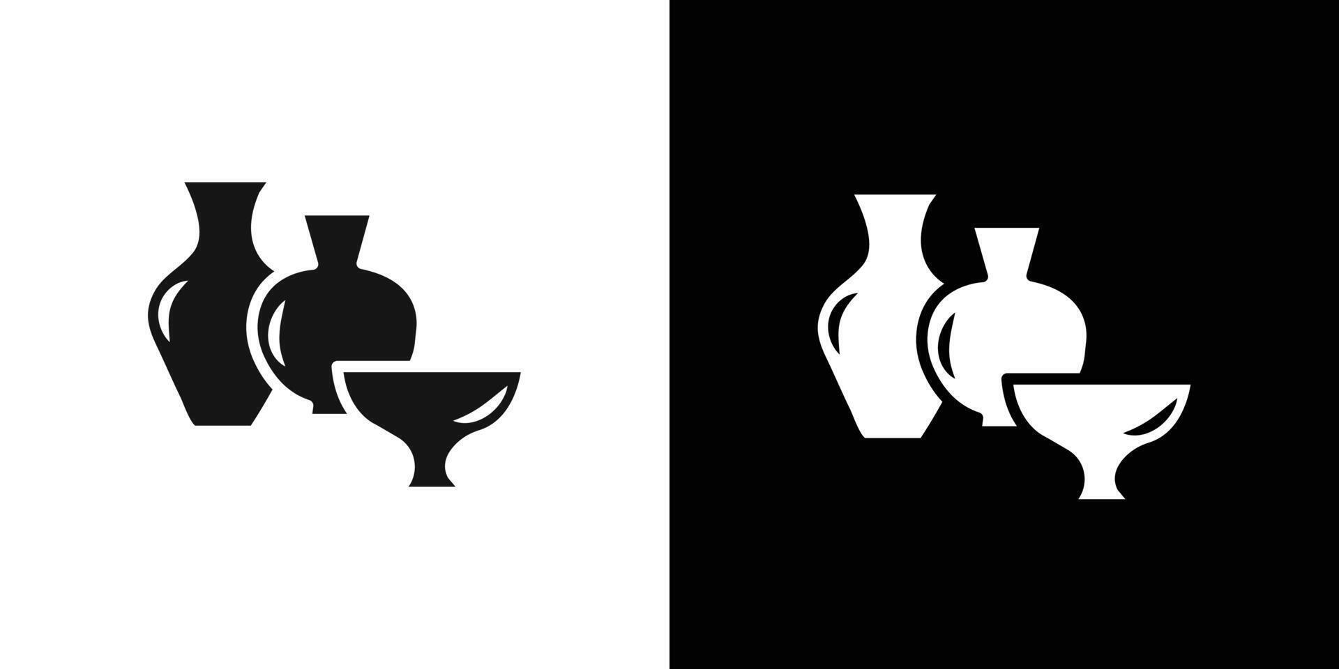 Handmade pottery icon Flat set outline vector
