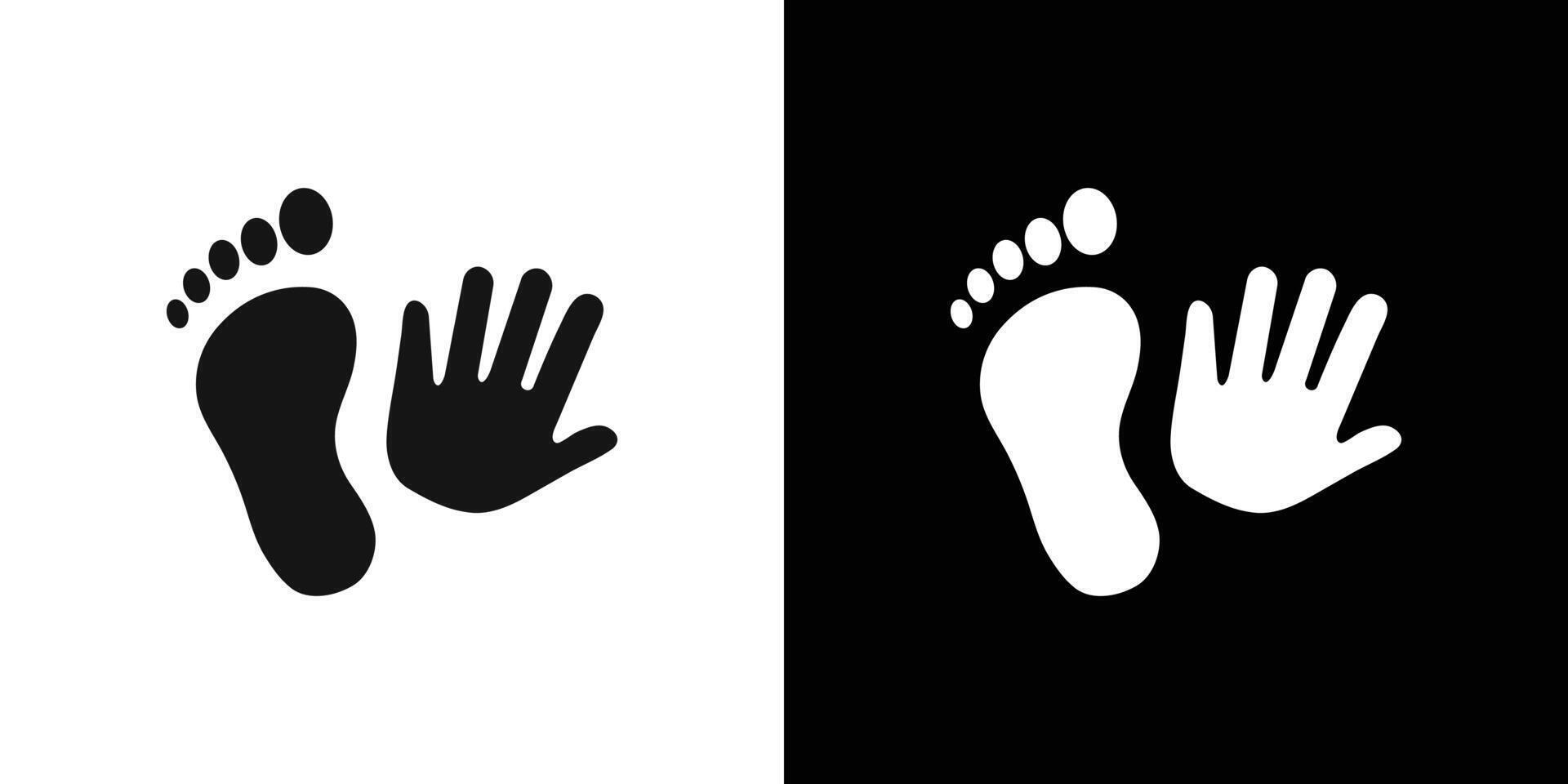 hand and foot icon Flat set outline vector