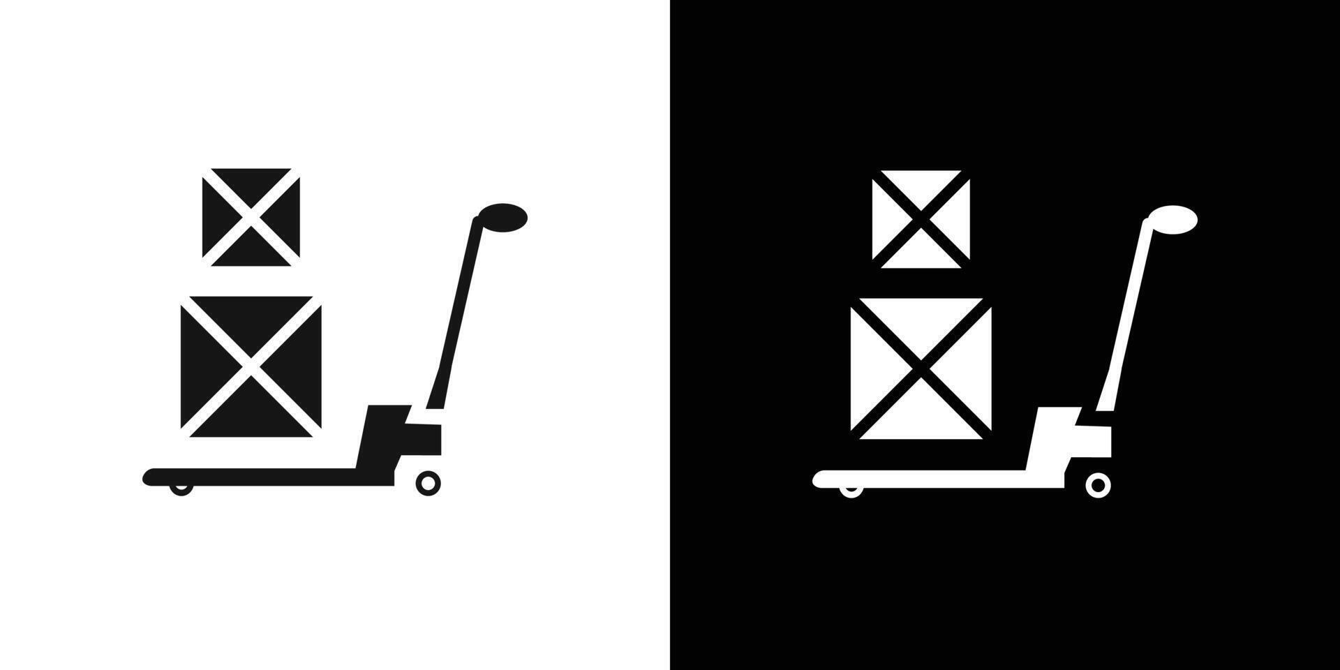 Hand pallet jack icon Flat set outline vector