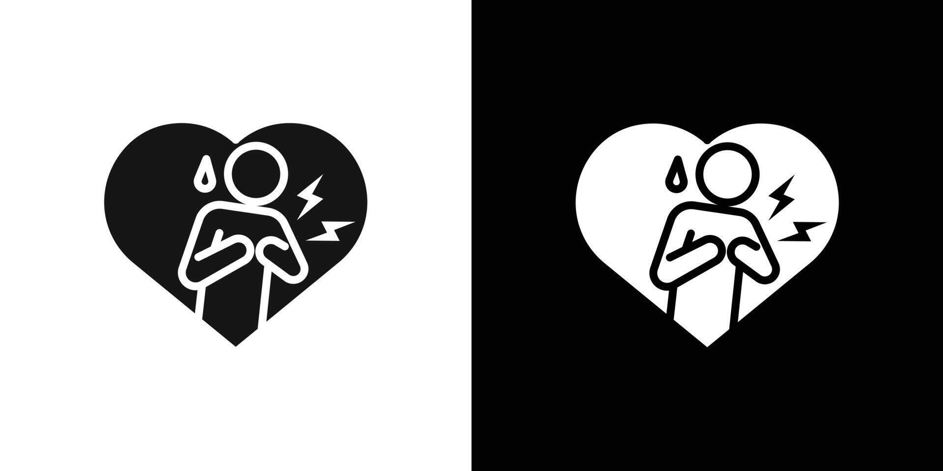 Heart attack icon Flat set outline vector