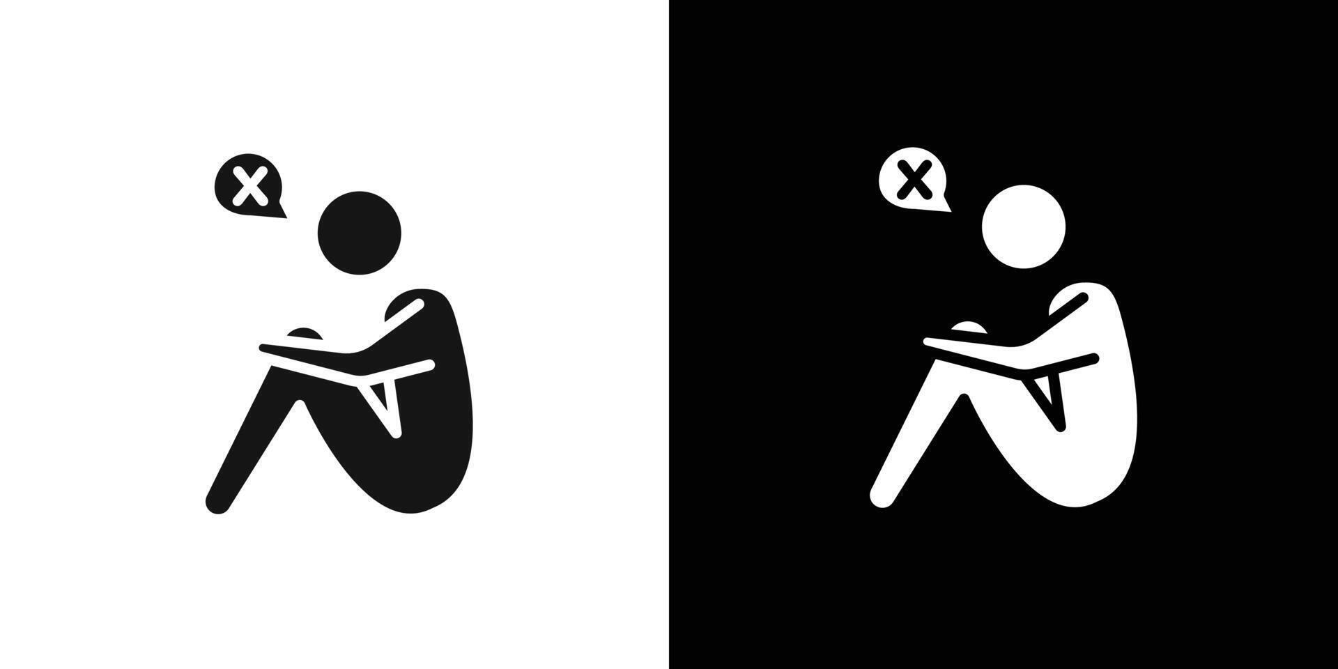 helpless human icon Flat set outline vector