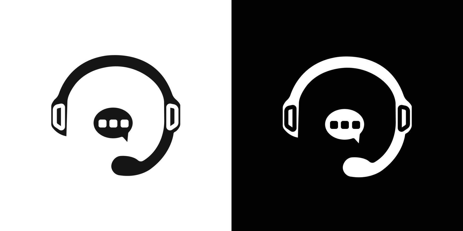 Helpdesk Headphone icon Flat set outline vector