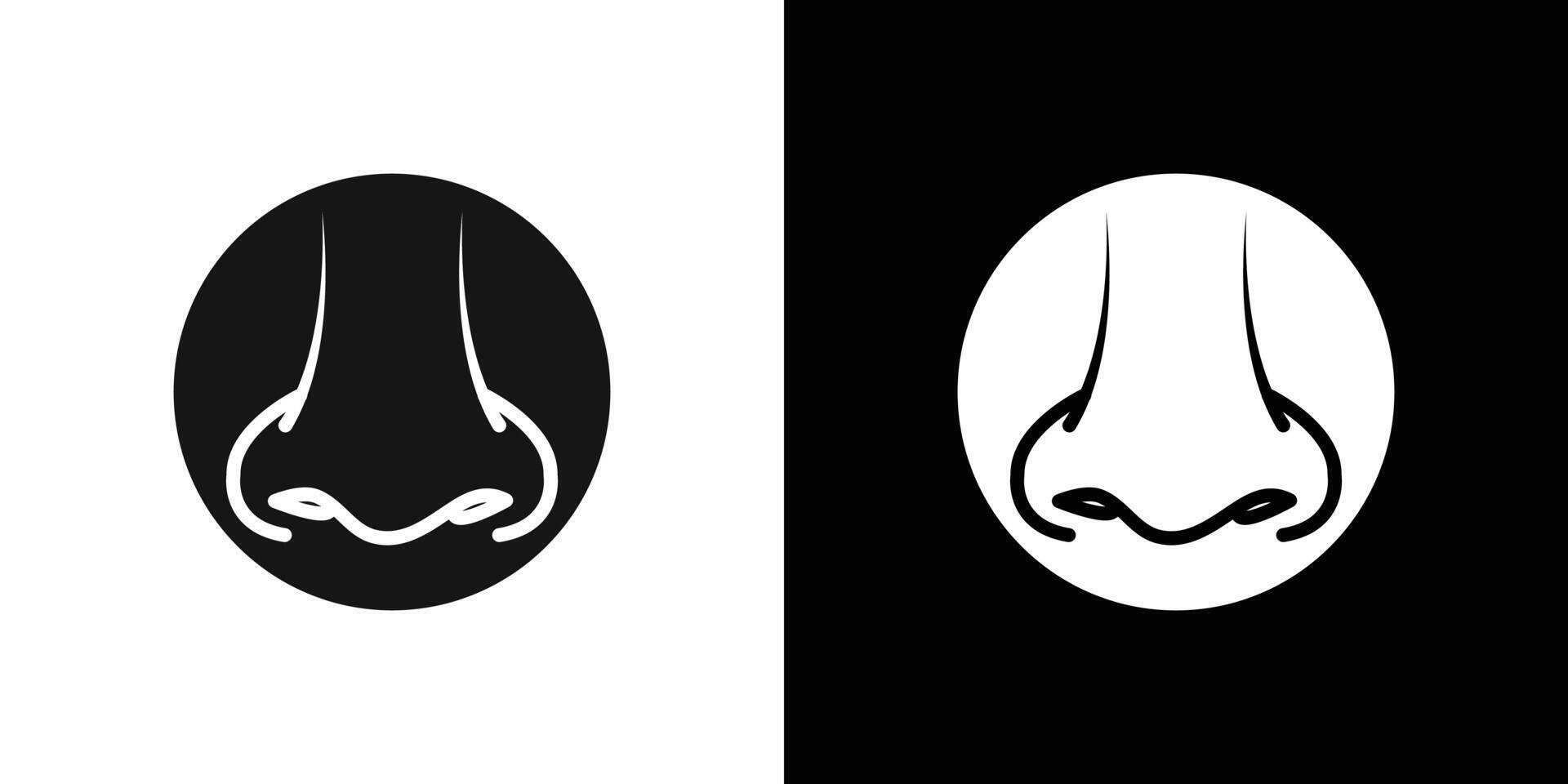 Human nose icon Flat set outline vector