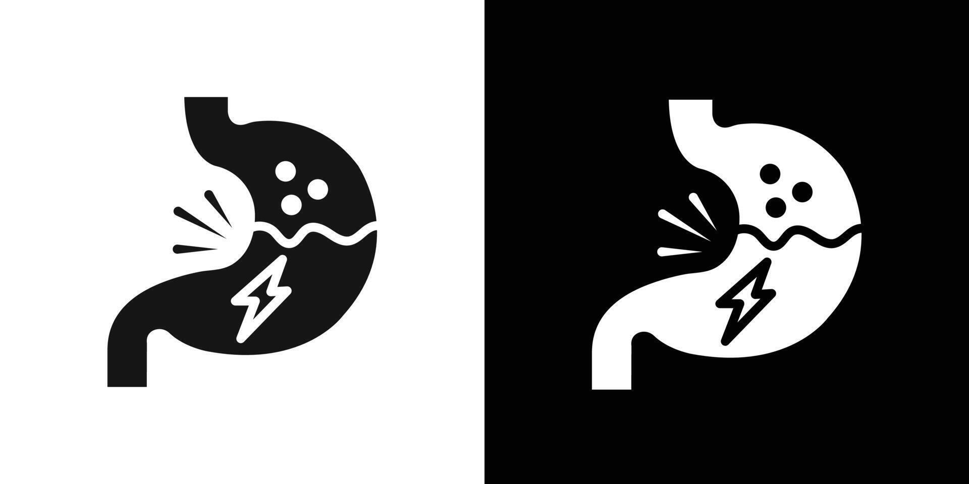 Indigestion icon Flat set outline vector