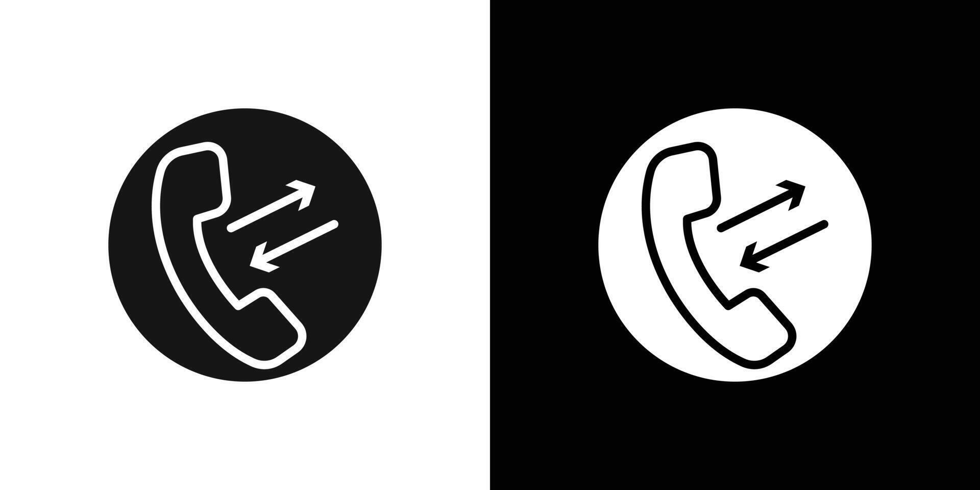 incoming outgoing calls icon Flat set outline vector