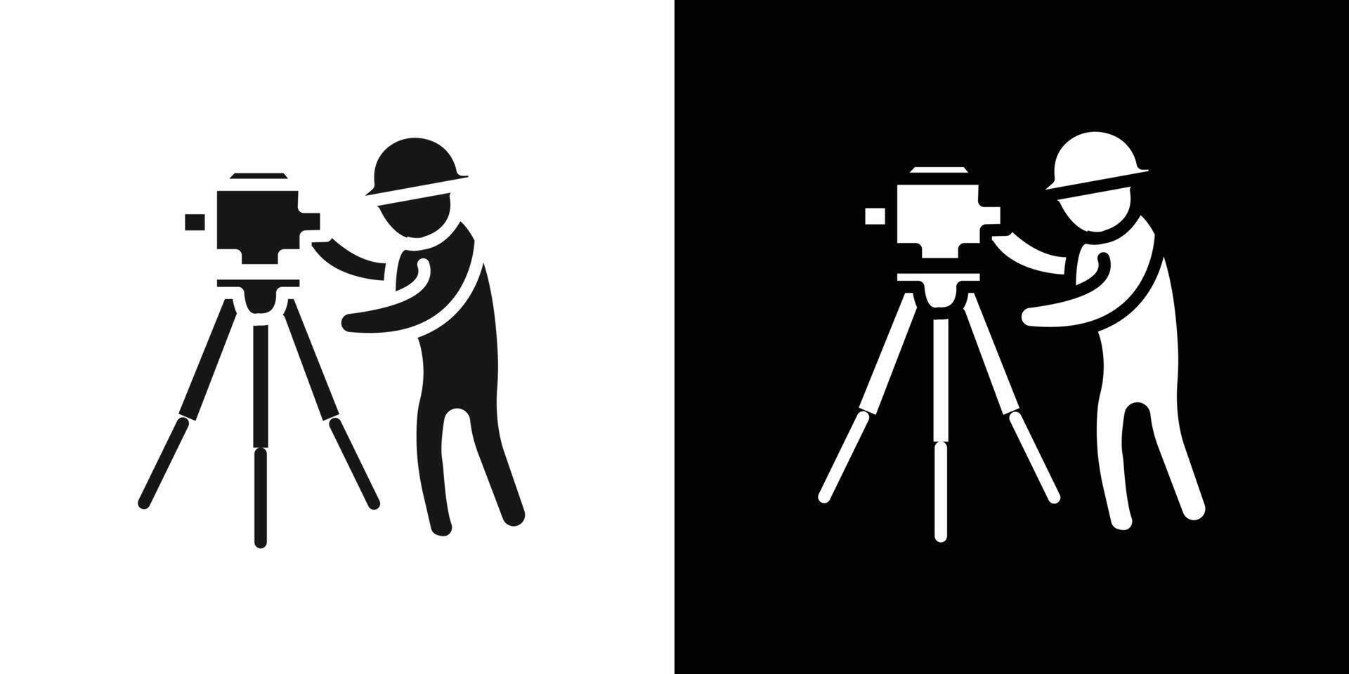 land surveyor icon Flat set outline vector