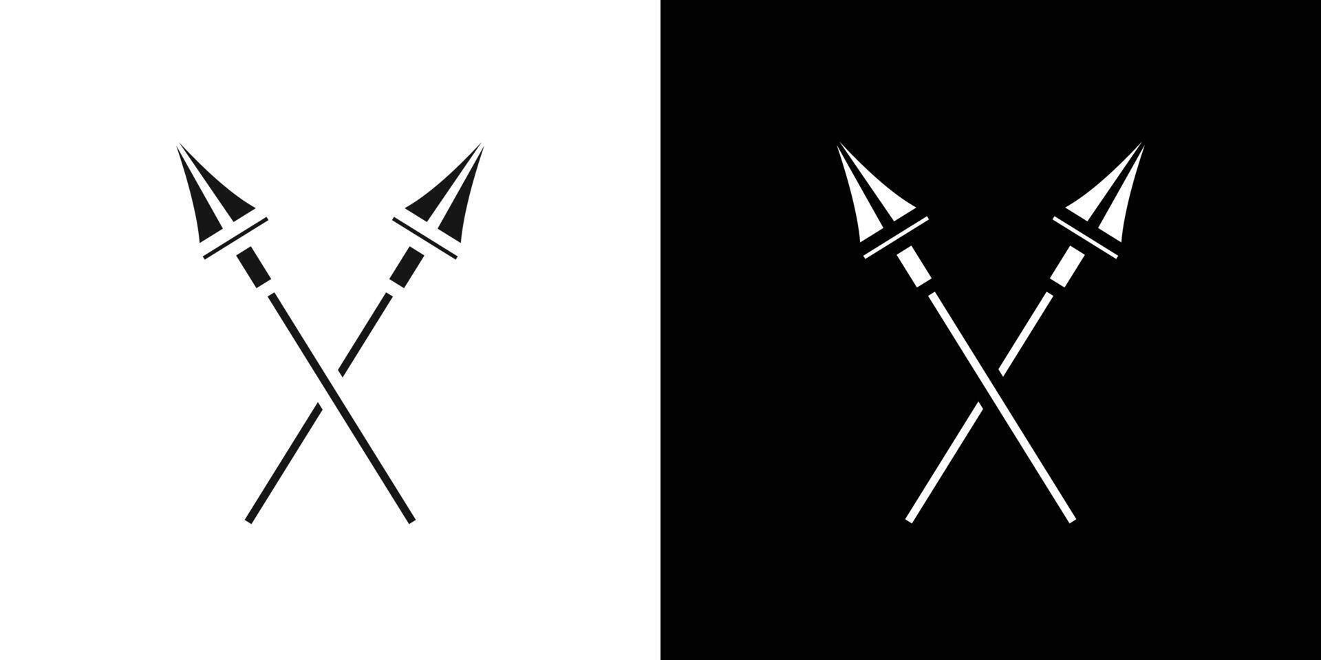 lance icon Flat set outline vector