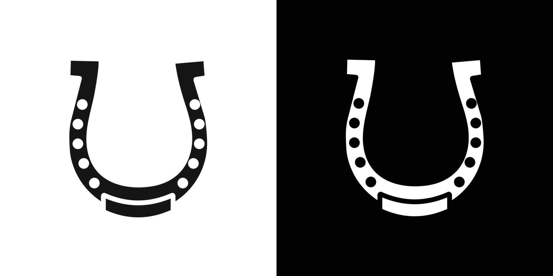lucky horseshoe icon Flat set outline vector