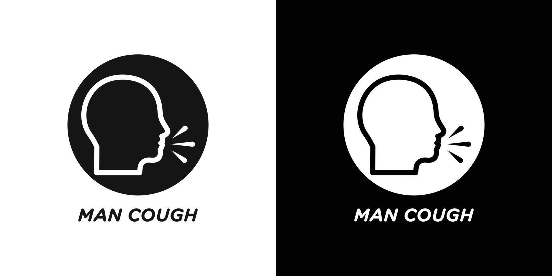 man coughs icon Flat set outline vector