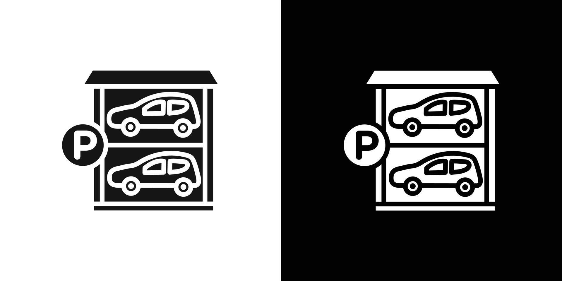 Multi Storey Parking icon Flat set outline vector