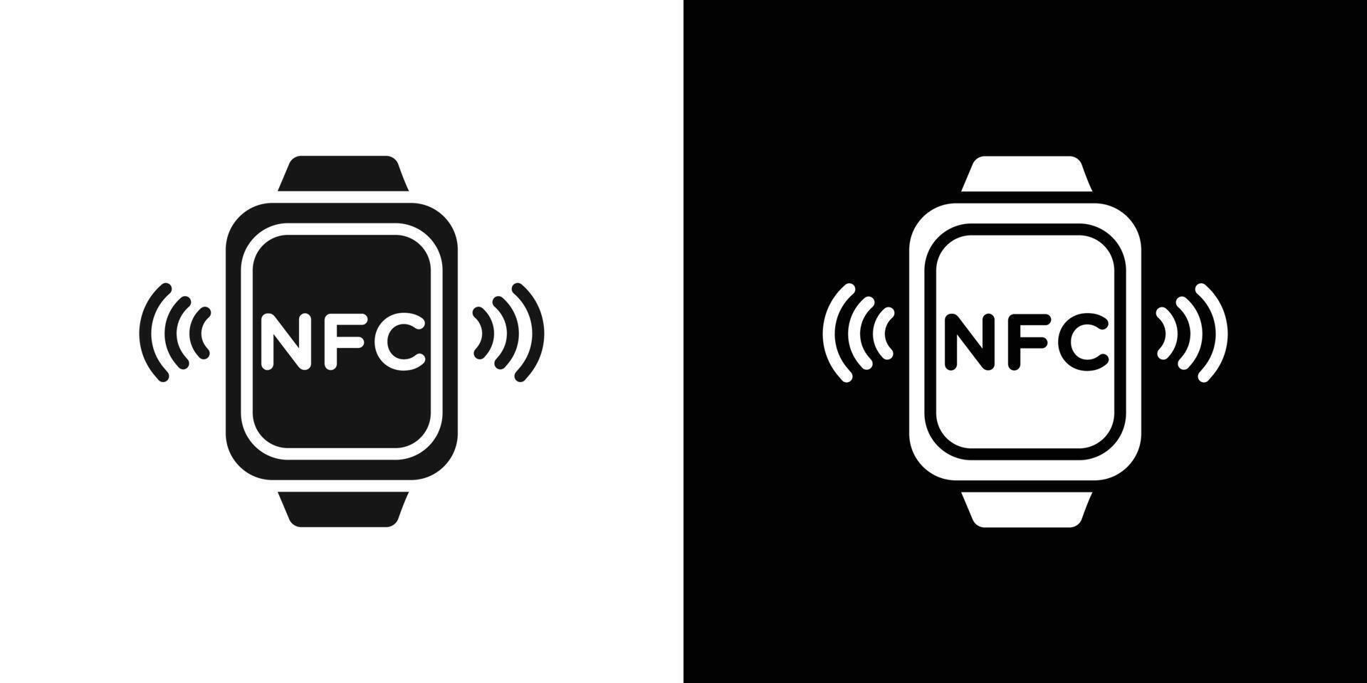 NFC bracelet connected icon Flat set outline vector