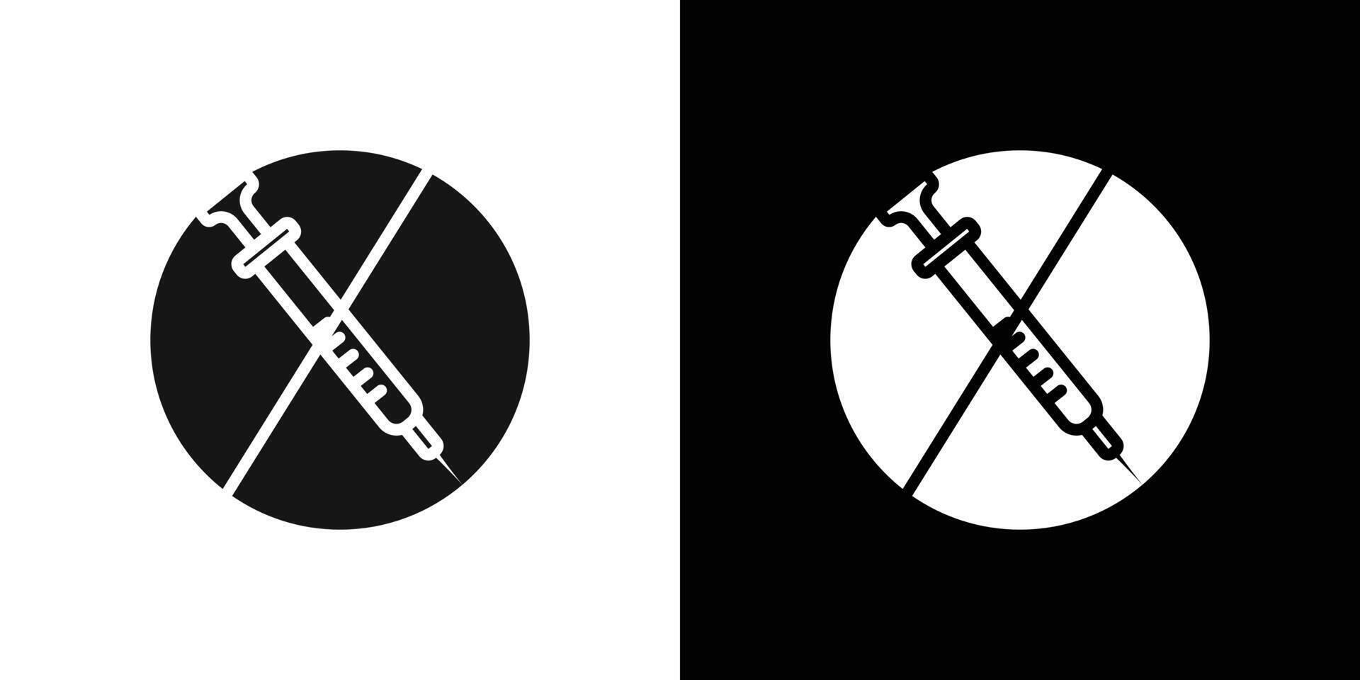No vaccine icon Flat set outline vector