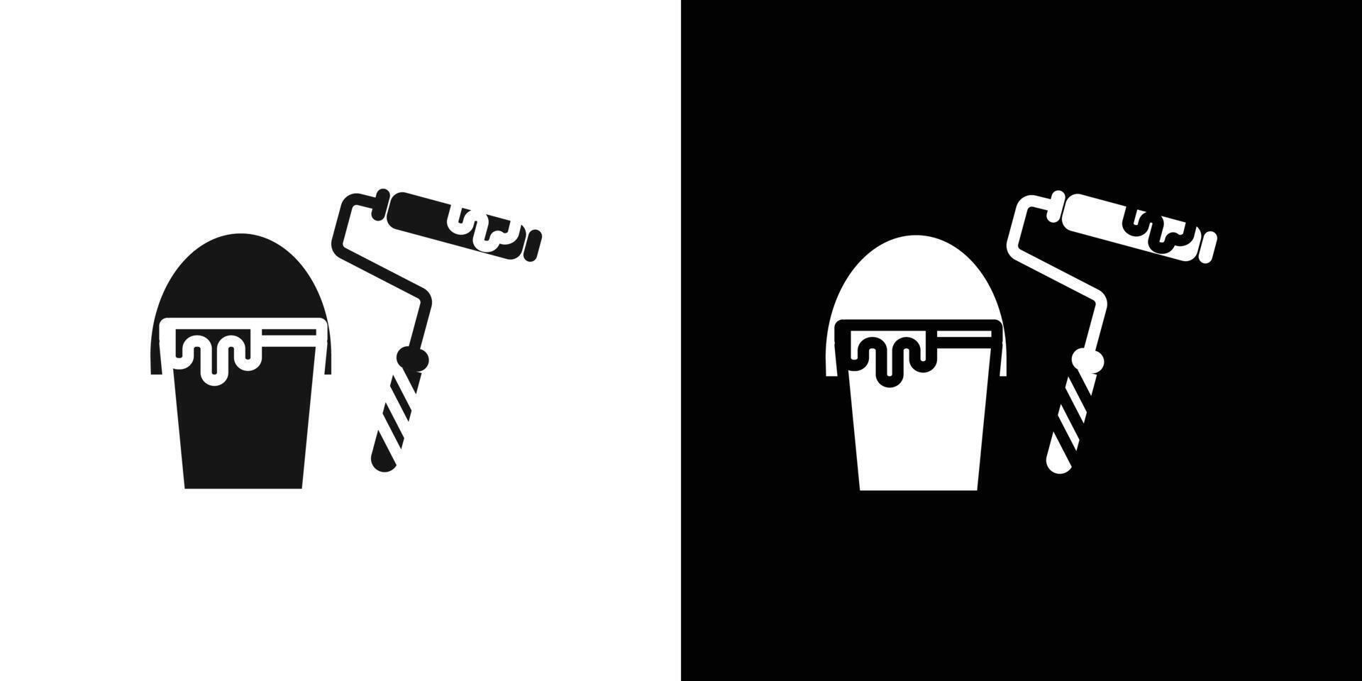 paint bucket icon Flat set outline vector