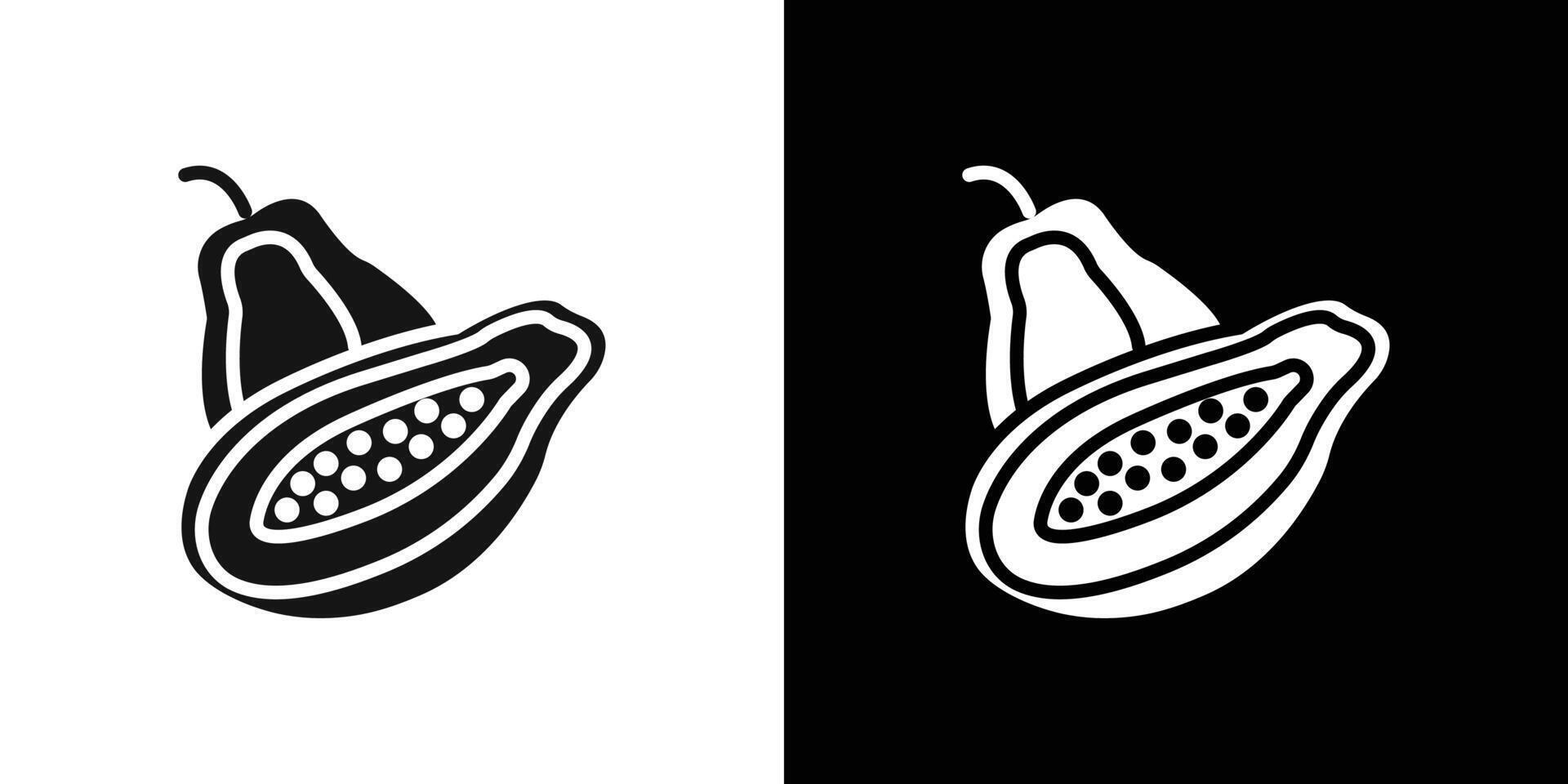 Papaya icon Flat set outline vector