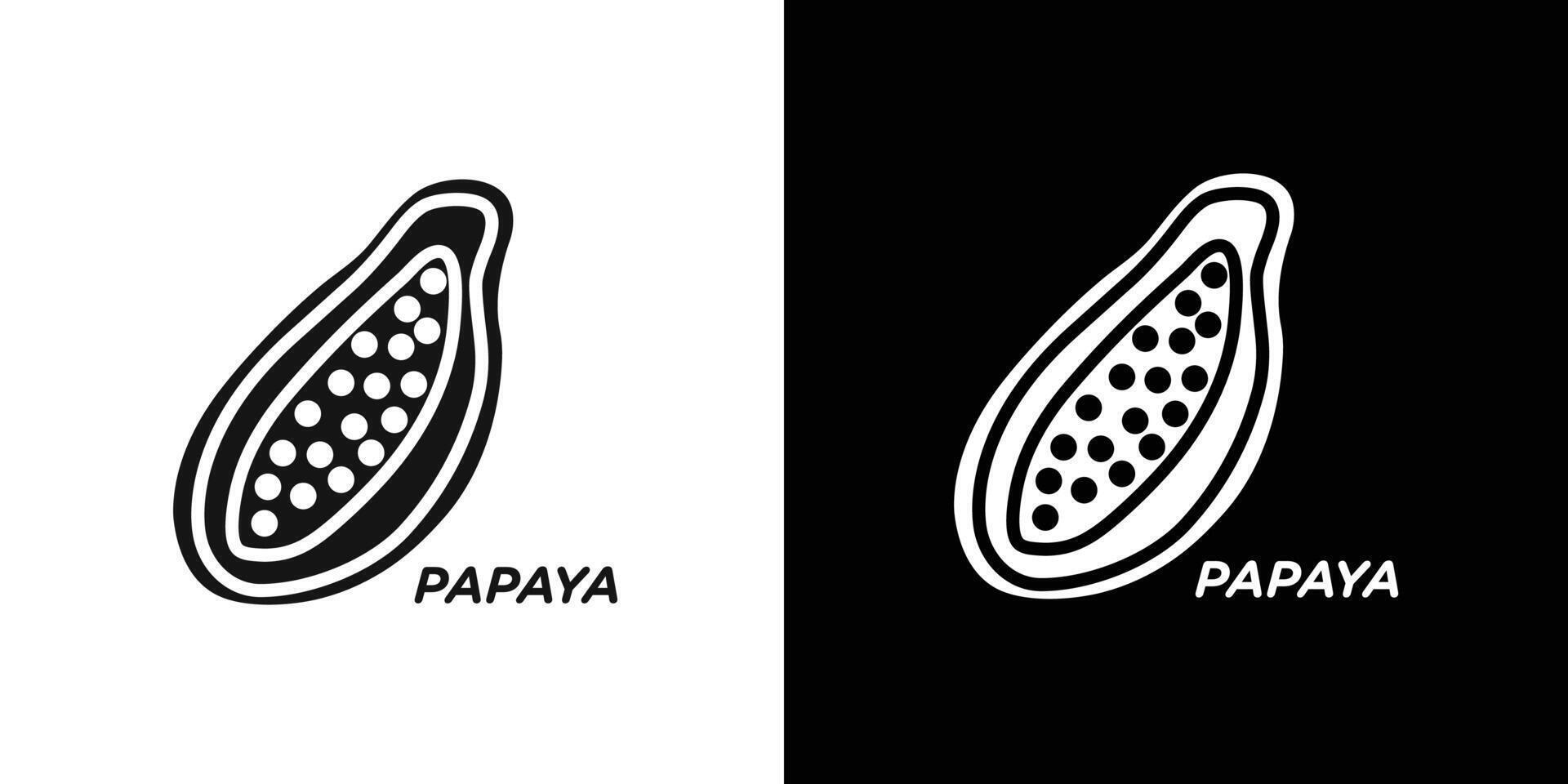 Papaya icon Flat set outline vector