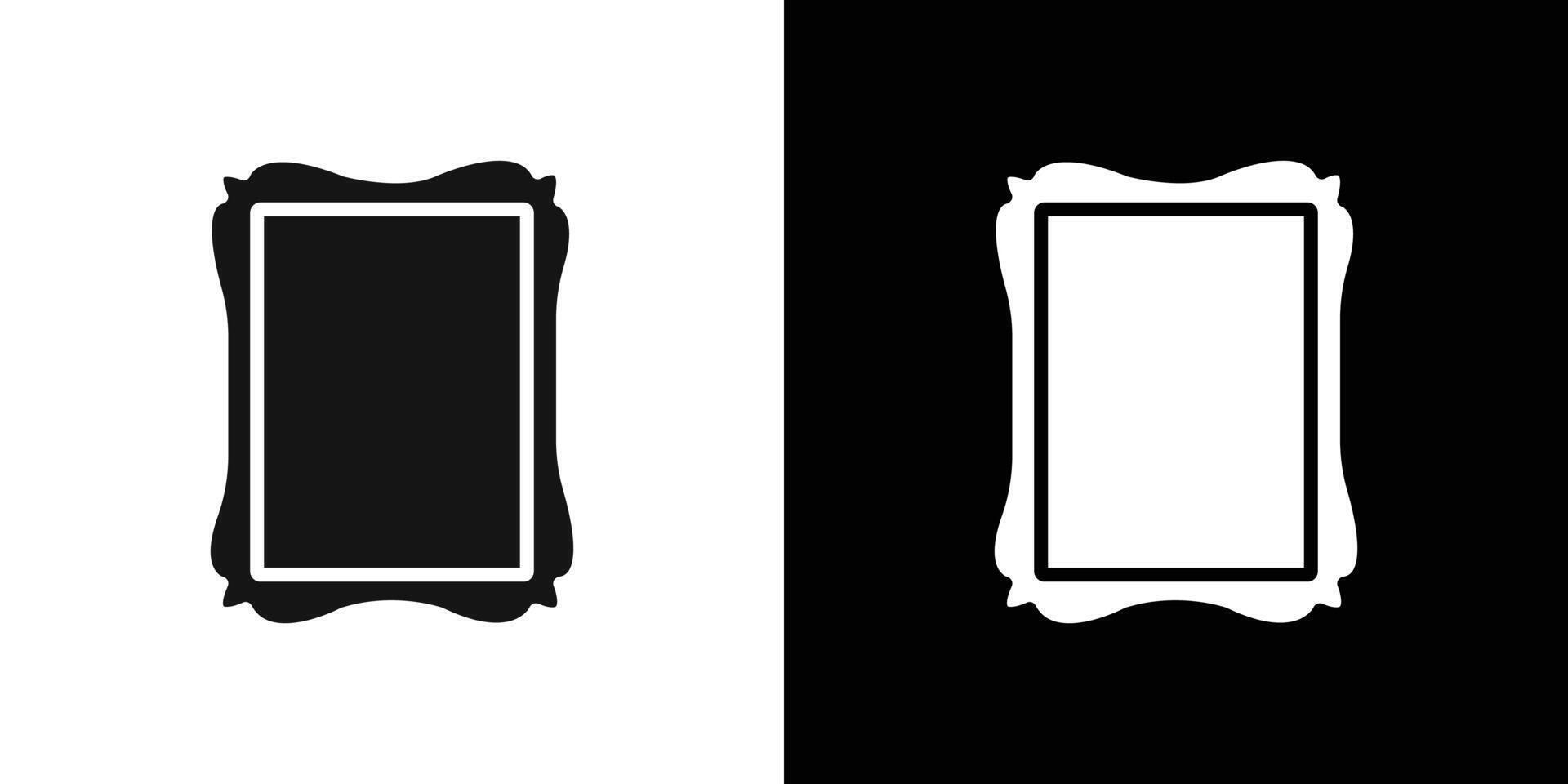 Photo frame icon Flat set outline vector