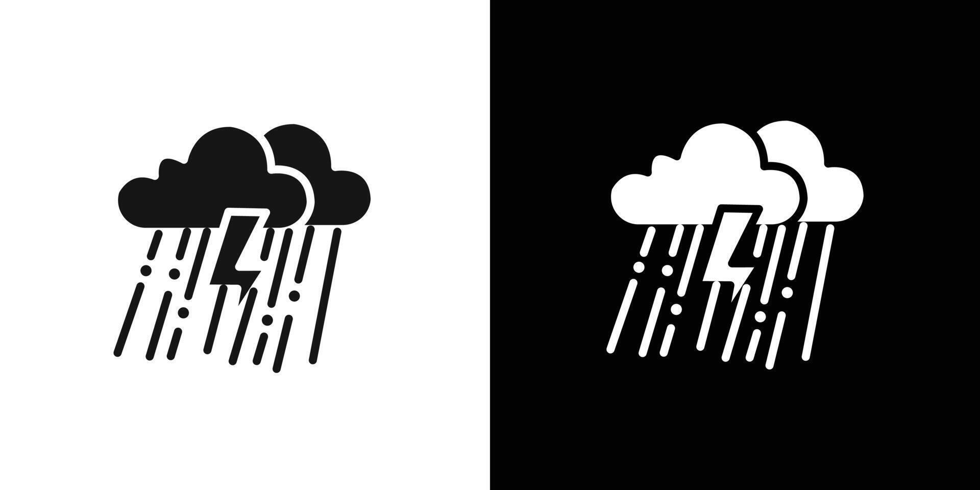 Rain icon Flat set outline vector