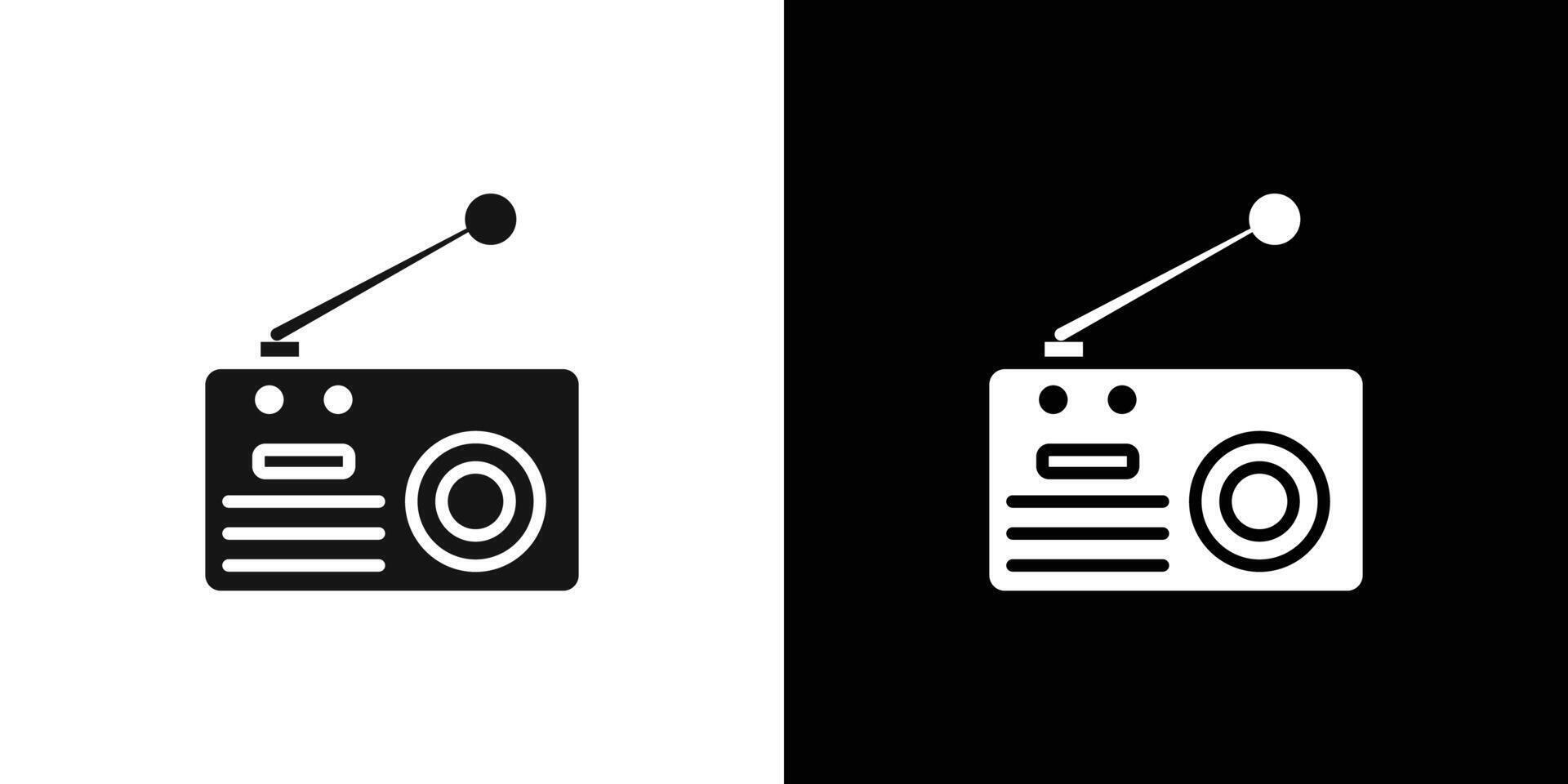 radio icon Flat set outline vector