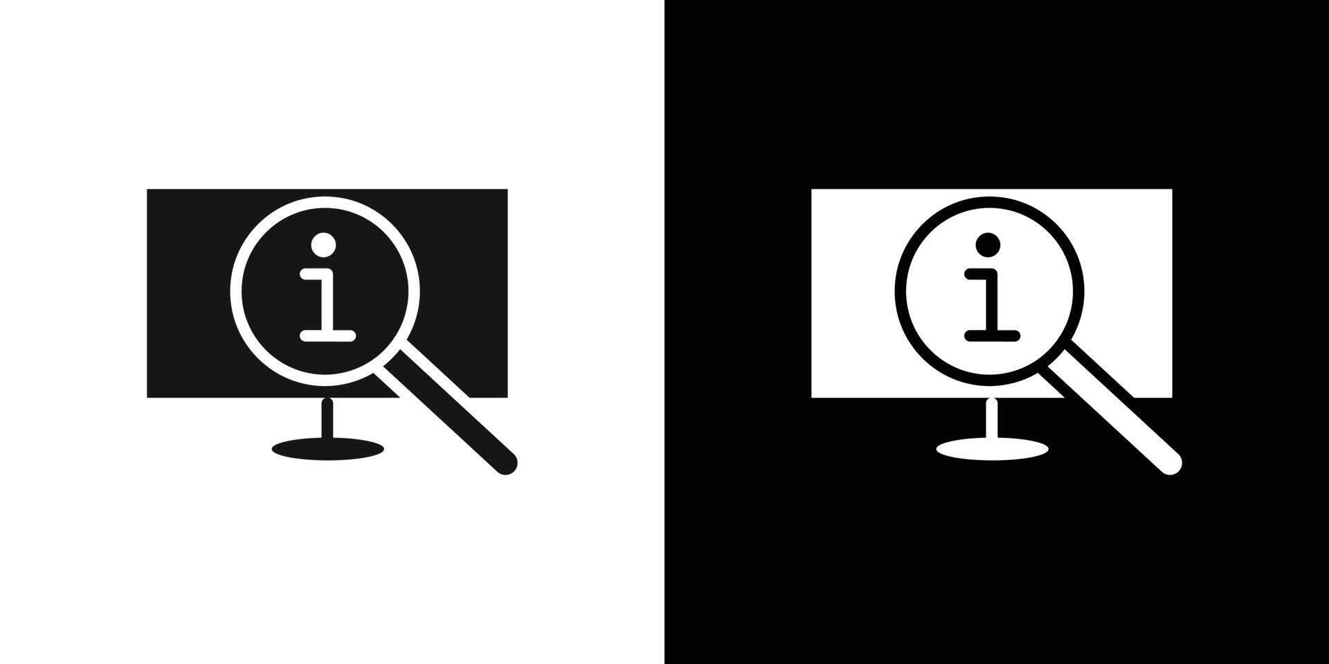 Researching information online icon Flat set outline vector