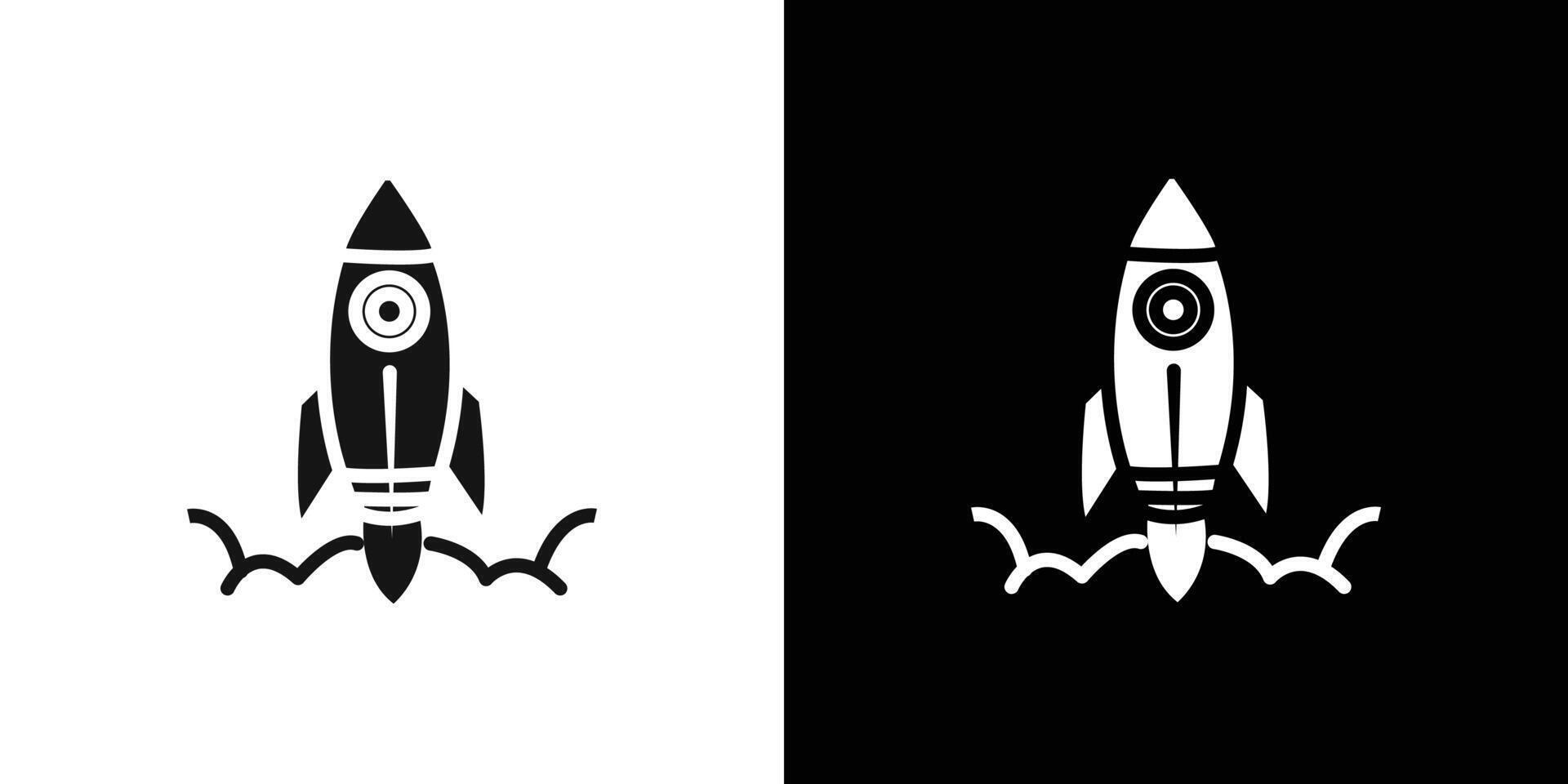 Rocket Spaceship Startup icon Flat set outline vector