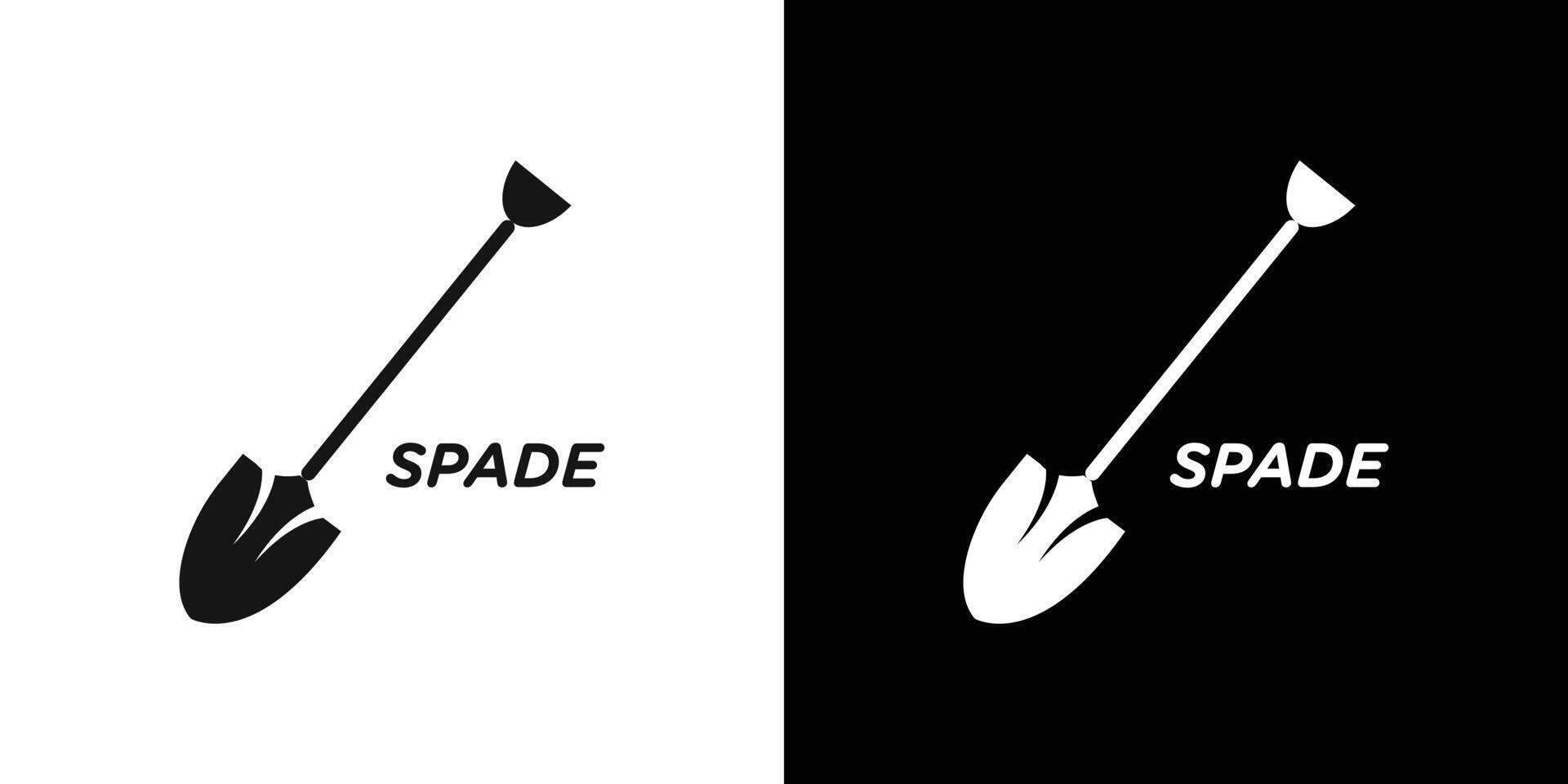 Short spade icon Flat set outline vector