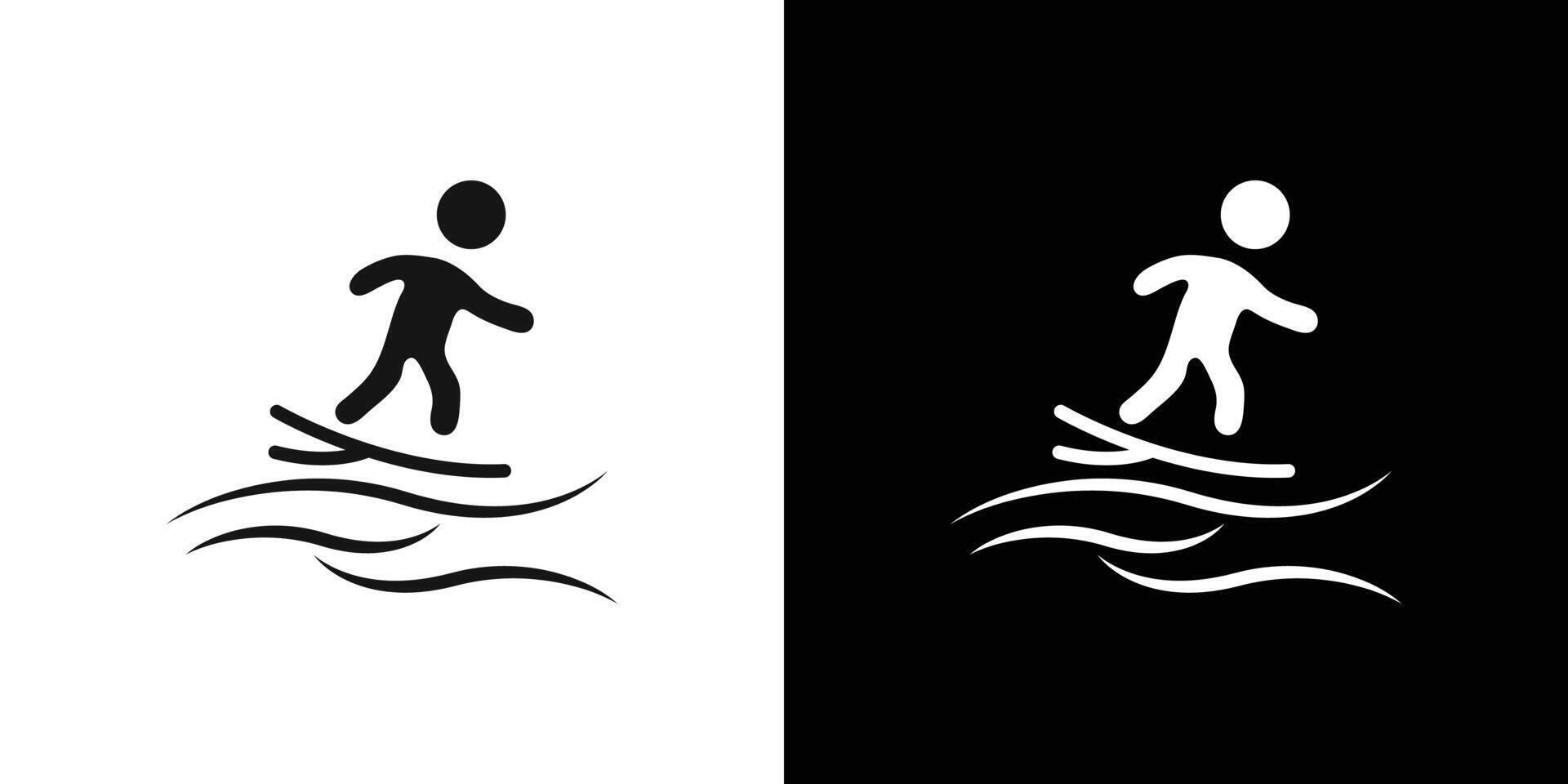 surfing icon Flat set outline vector