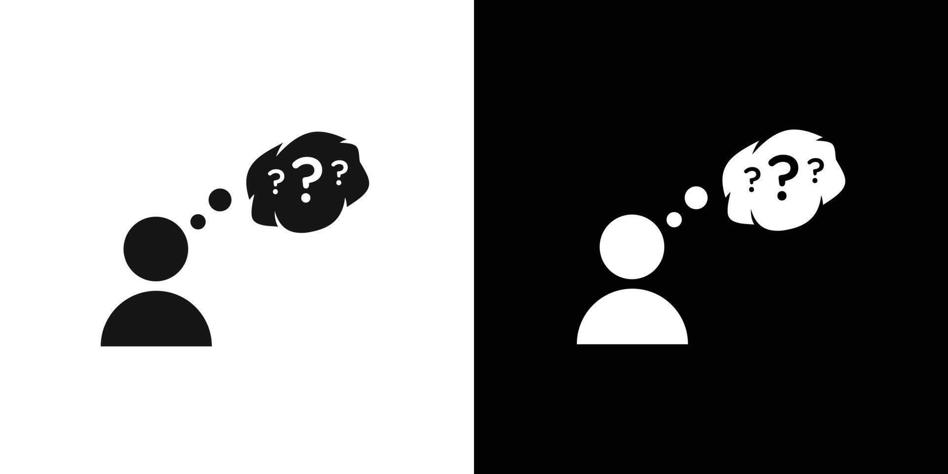 Thinking icon Flat set outline vector