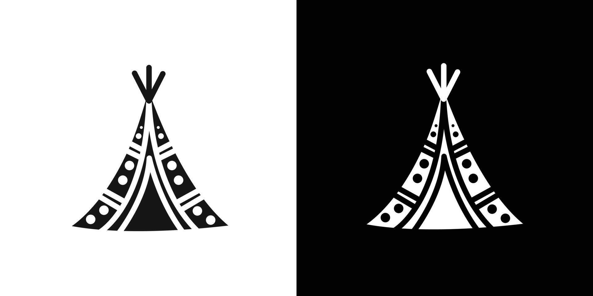 Teepee icon Flat set outline vector