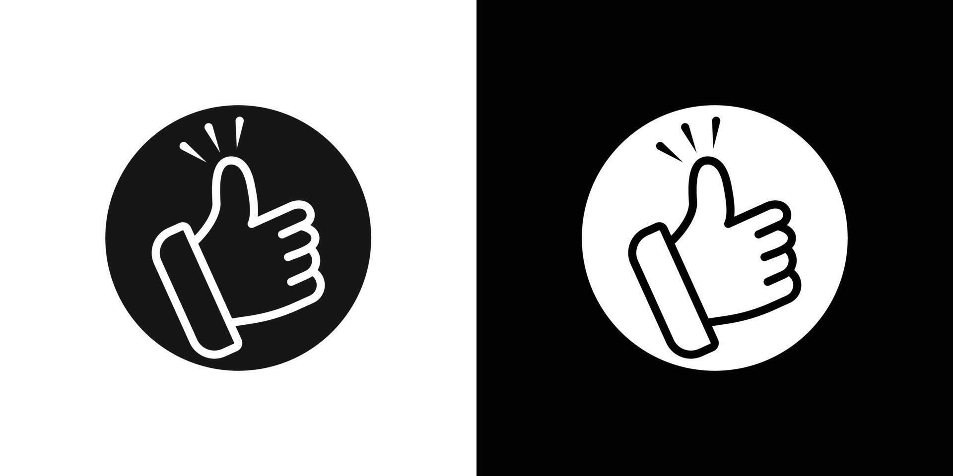 Thumbs Up icon Flat set outline vector