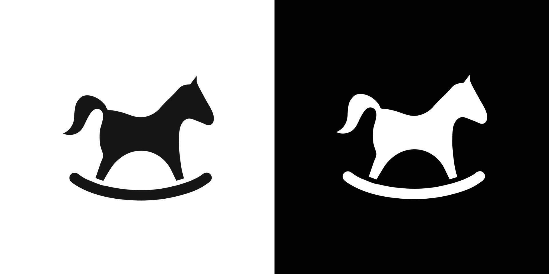 Toy horse rocking chair icon Flat set outline vector