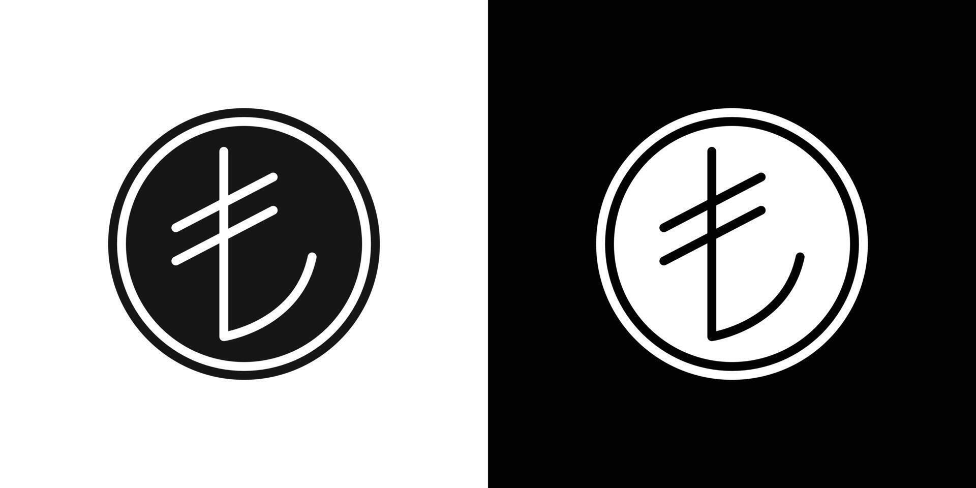 Turkish lira icon Flat set outline vector