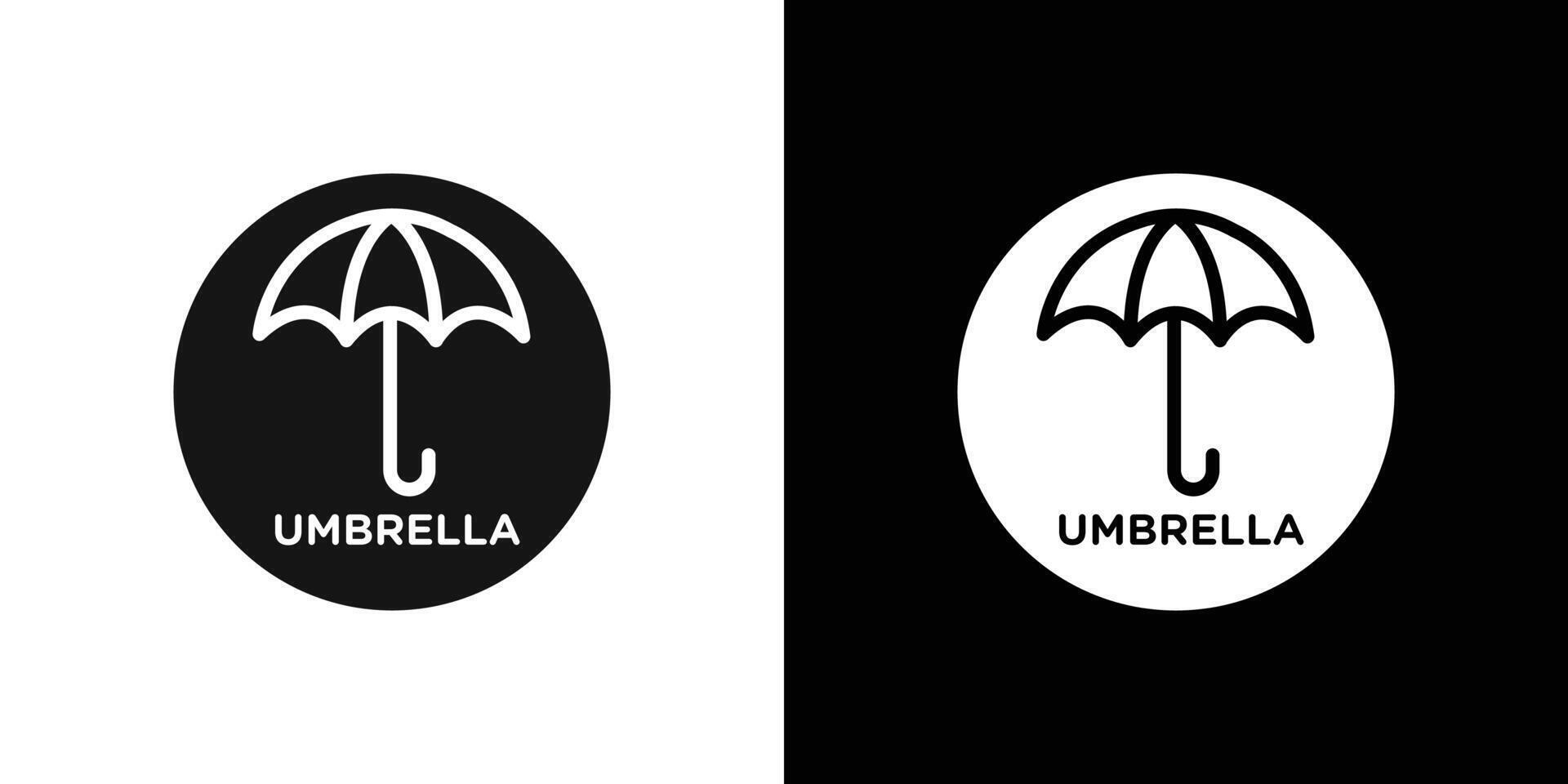Umbrella icon Flat set outline vector