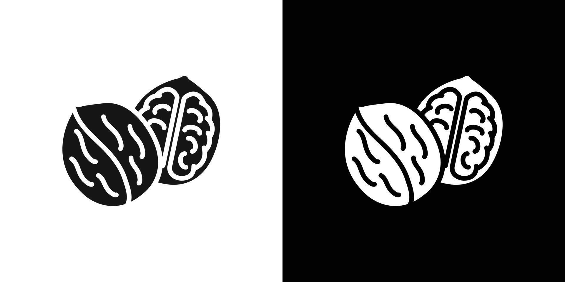 Walnut icon Flat set outline vector