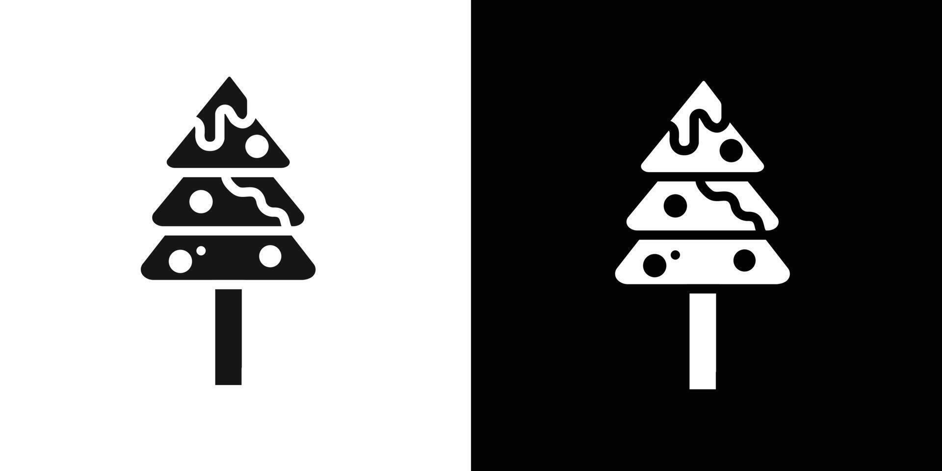 Winter tree icon Flat set outline vector