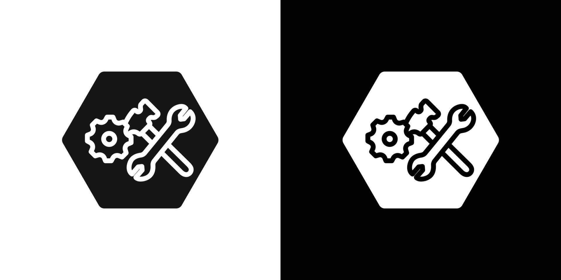 Wrench icon Flat set outline vector