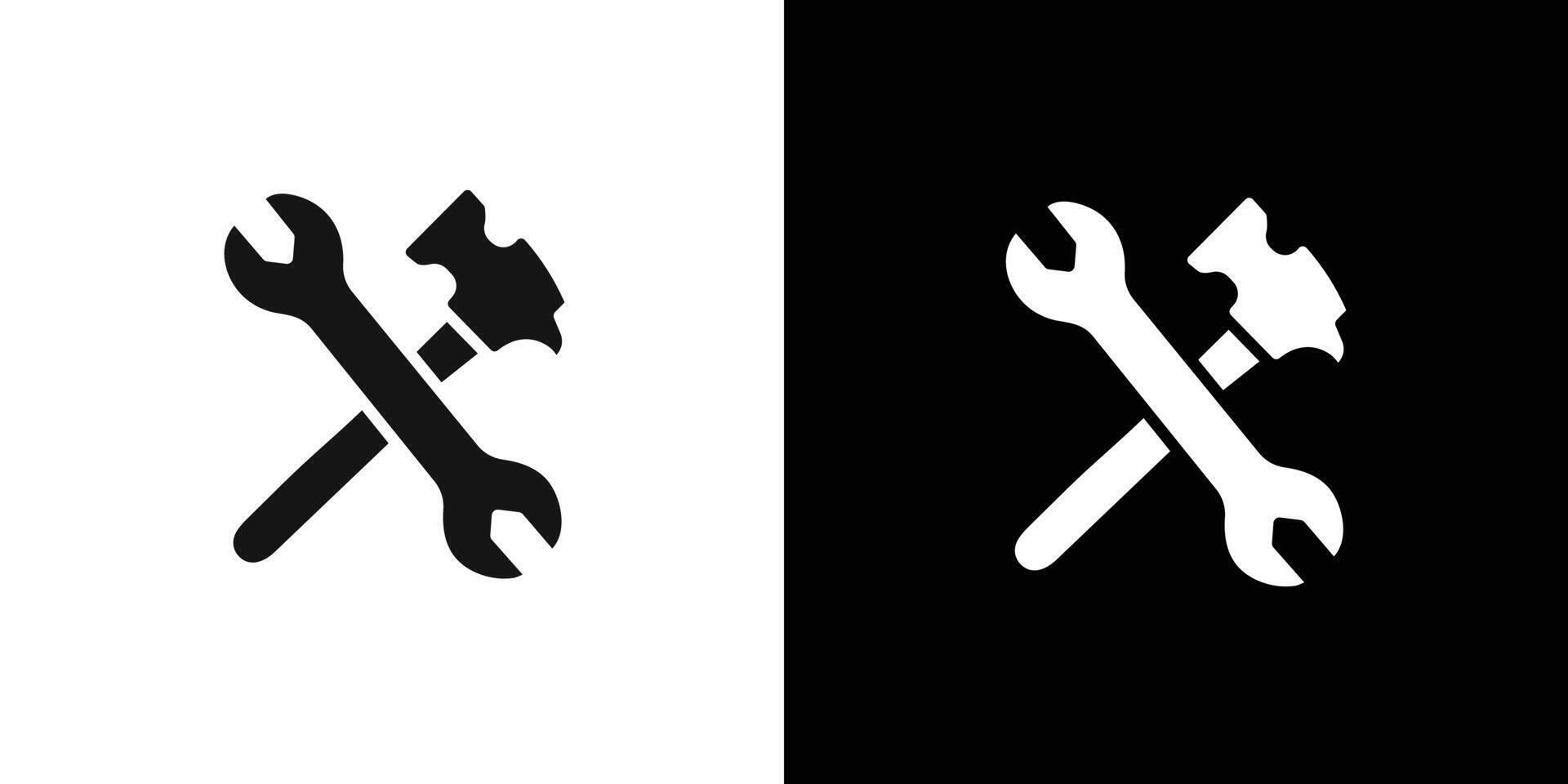 Wrench icon Flat set outline vector