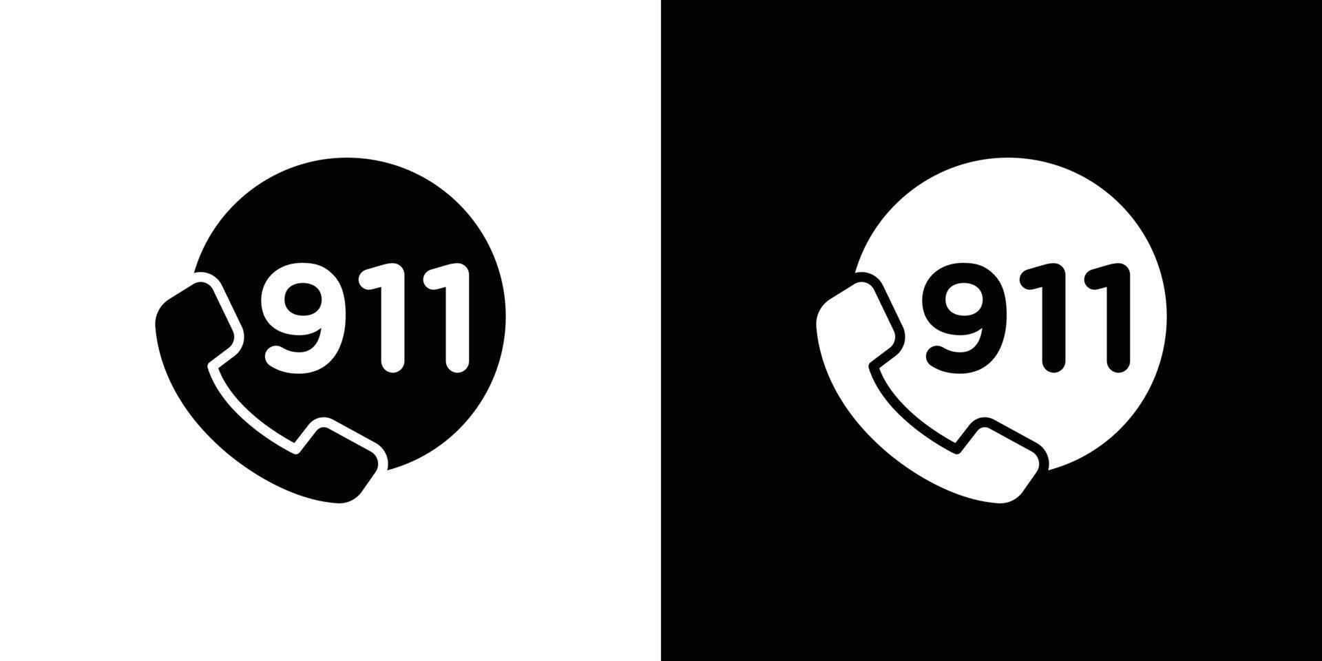 Call 911 phone number icon Isolated flat in outline vector